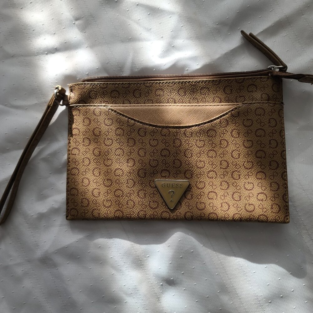 Guess logo-monogram wristlet clutch large wallet